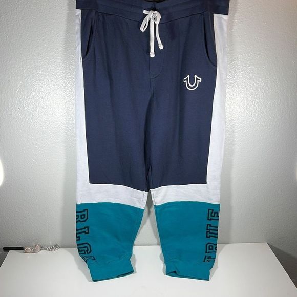 True Religion Blue and Teal Joggers - Picture 1 of 11